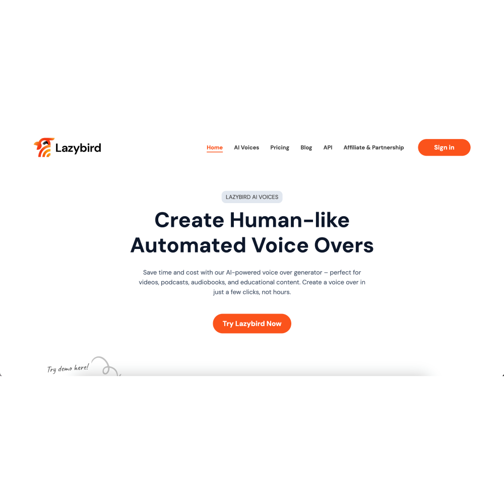 Lazybird – AI Voiceover & Text-to-Speech Tool