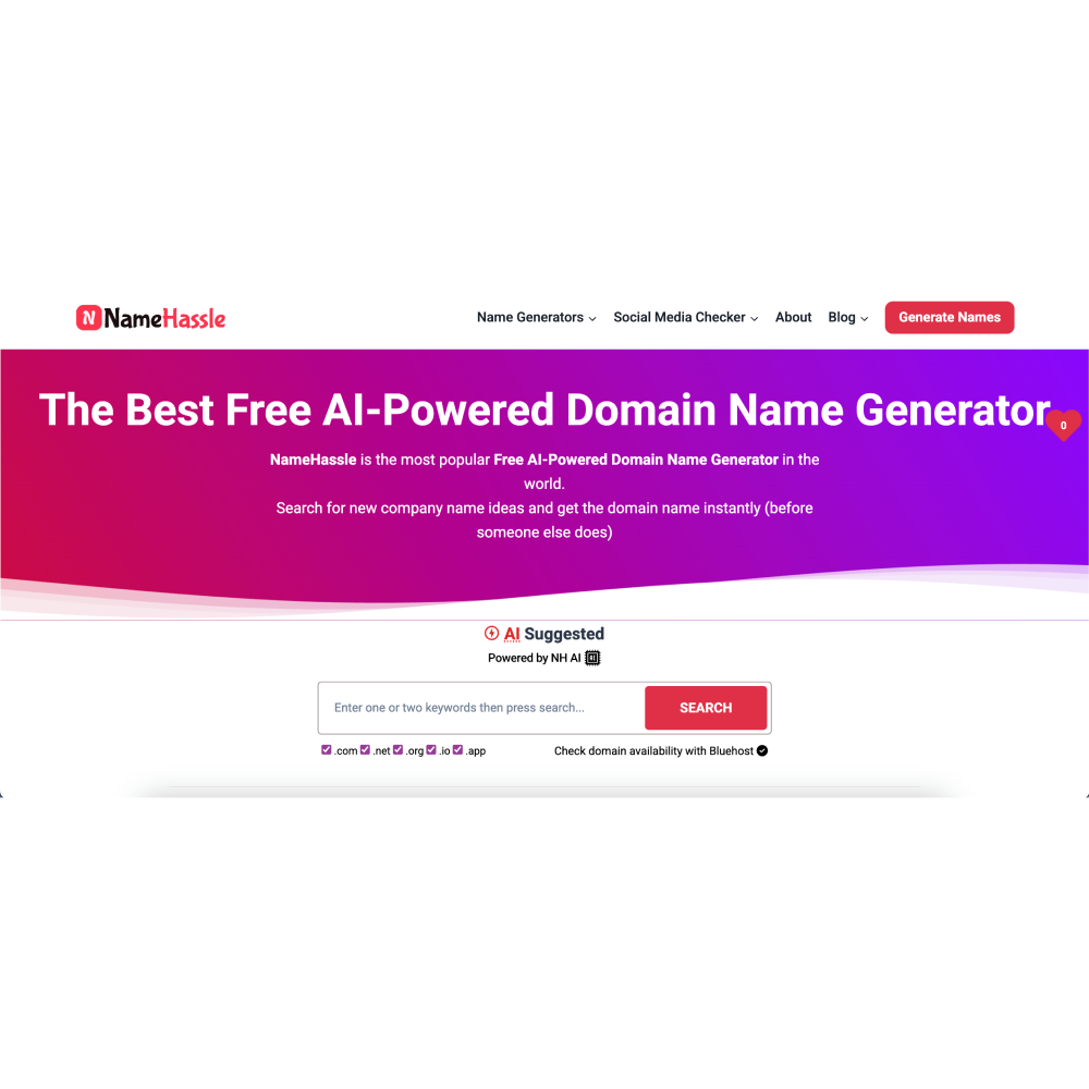 NameHassle – AI-Powered Business & Domain Name Generator