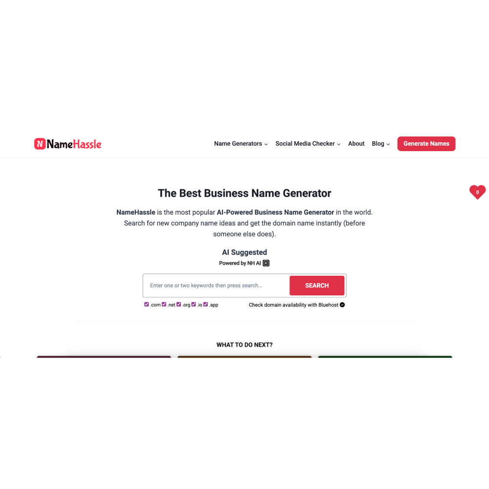 NameHassle – AI-Powered Business & Domain Name Generator
