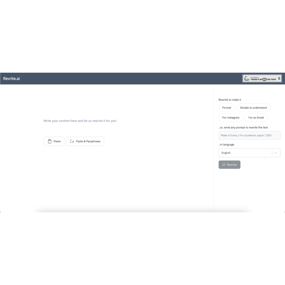 Revrite AI – AI Paraphrasing Tool for Effortless Rewriting