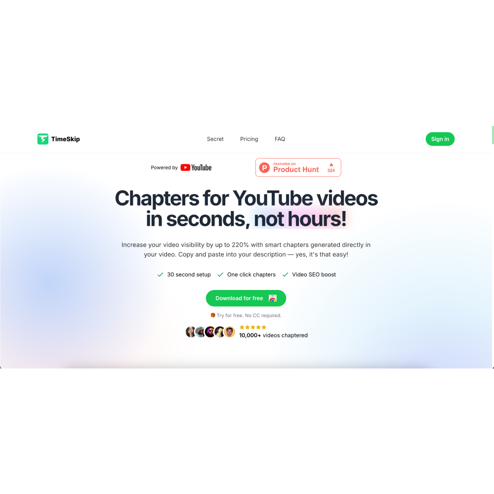 TimeSkip AI – AI Video Chapter & SEO Optimization Tool